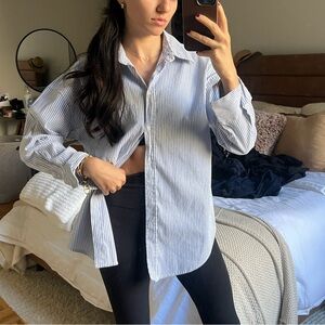 Blue and white striped Zara button down